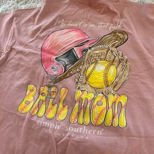 NWT Simply Southern Pink 'Ball Mom' Short Sleeve Tee Women’s Size XXL